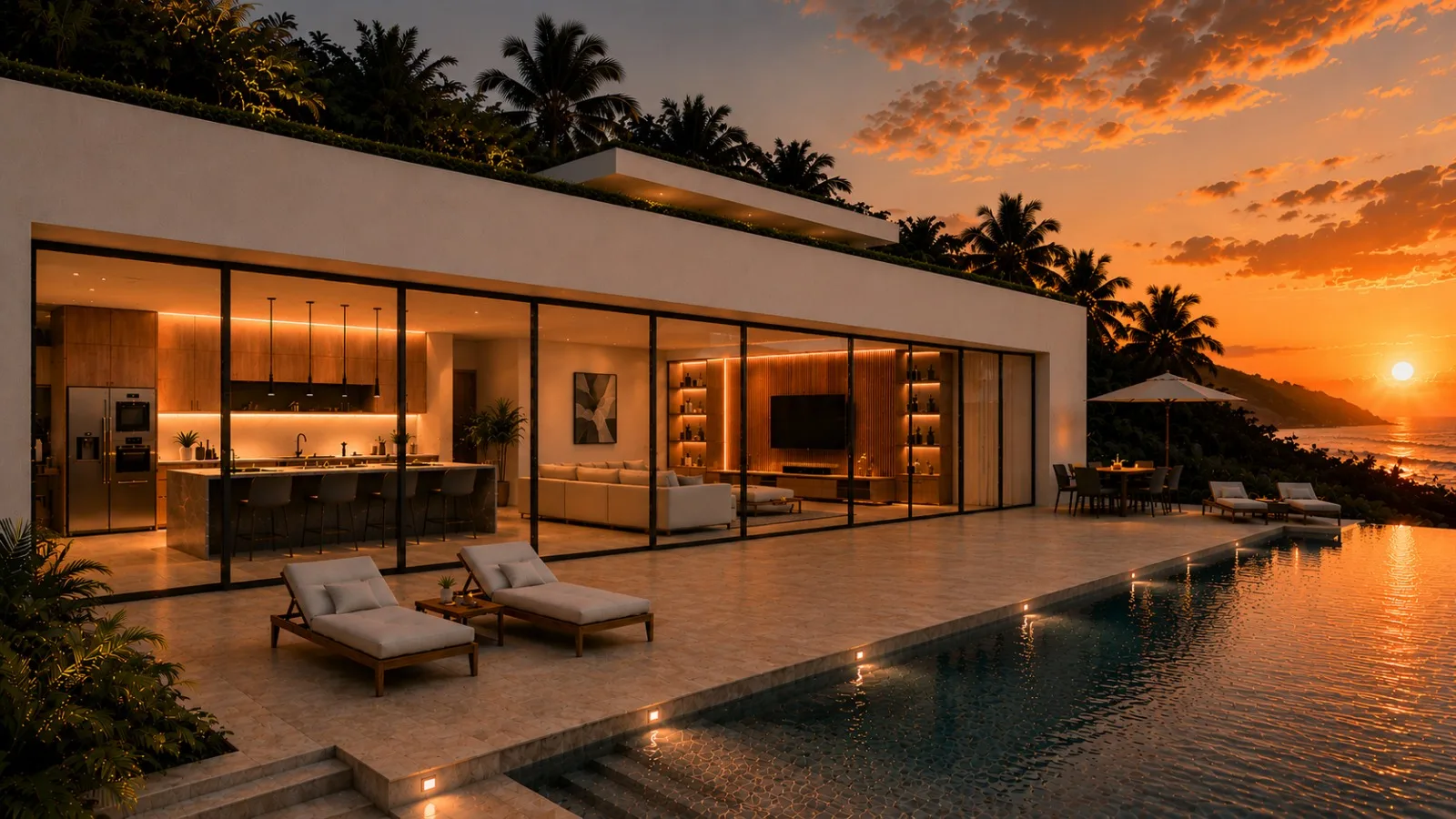 Villa Blue Design Caraïbes — ombre de palmier